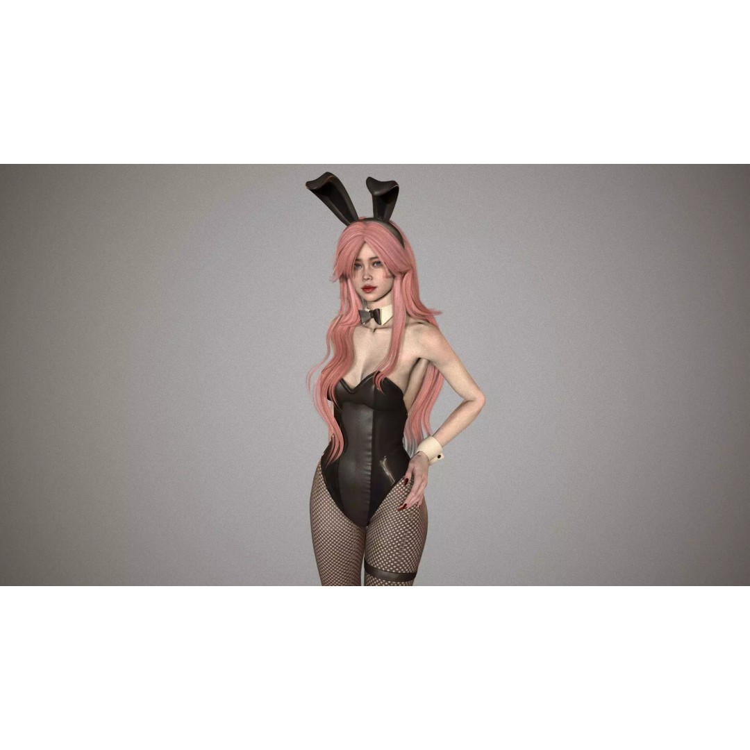 Bunny Girl 3D Model – Low-Poly Game Asset, Rigged, PBR Textures - View 9