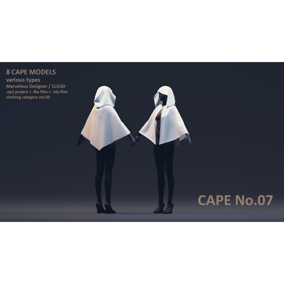 Cape 3D Model – Low Poly Clothing for Characters, FBX & OBJ - View 10