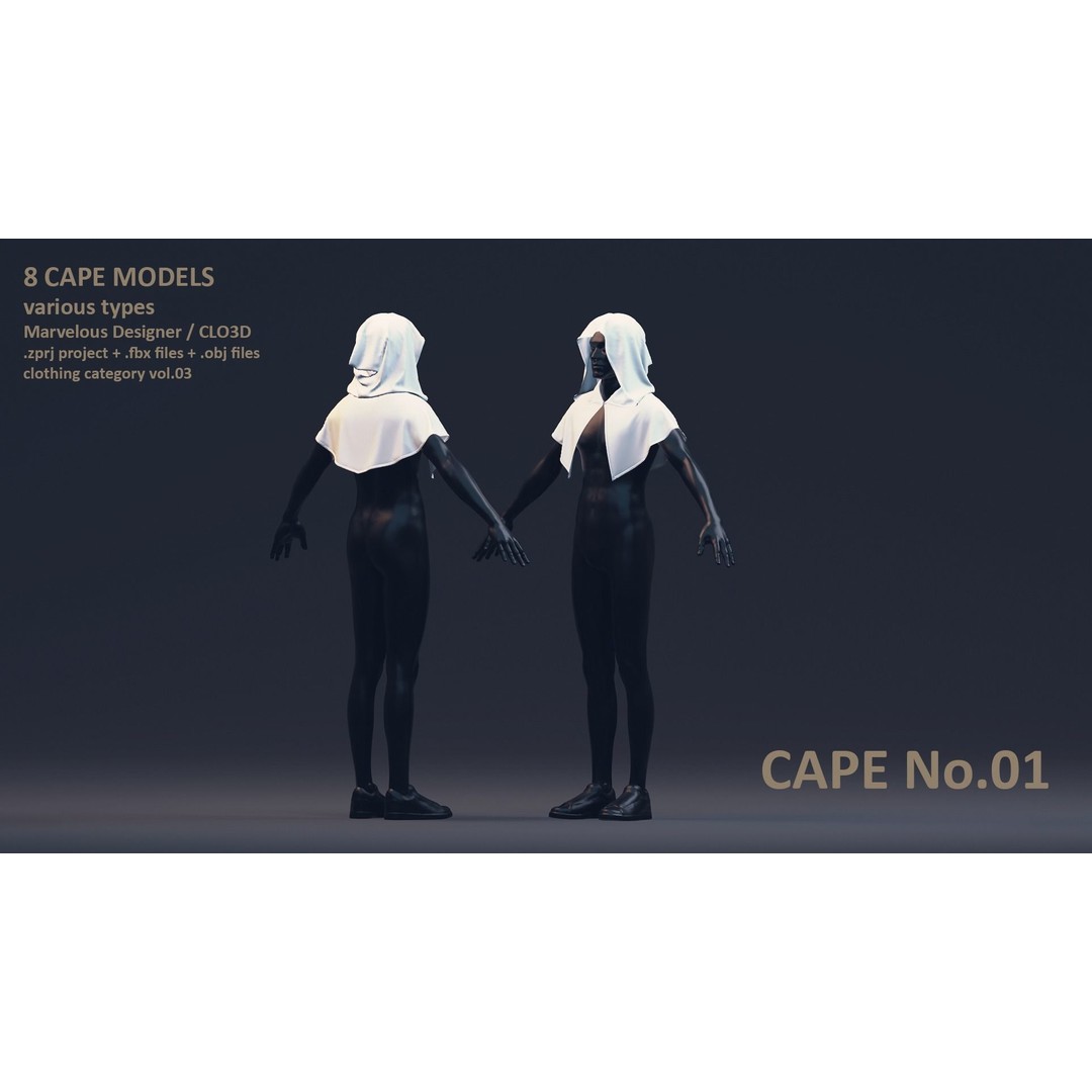 Cape 3D Model – Low Poly Clothing for Characters, FBX & OBJ - View 3