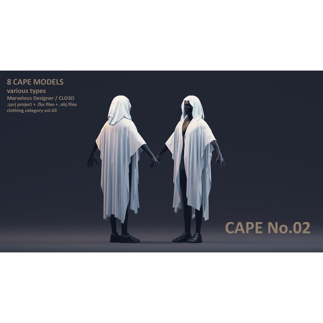 Cape 3D Model – Low Poly Clothing for Characters, FBX & OBJ - View 4