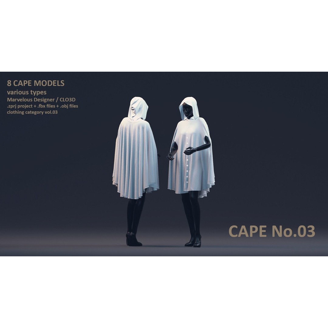 Cape 3D Model – Low Poly Clothing for Characters, FBX & OBJ - View 5