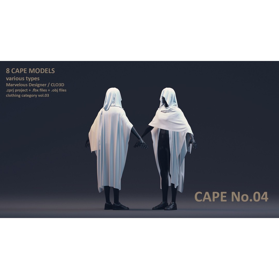Cape 3D Model – Low Poly Clothing for Characters, FBX & OBJ - View 6