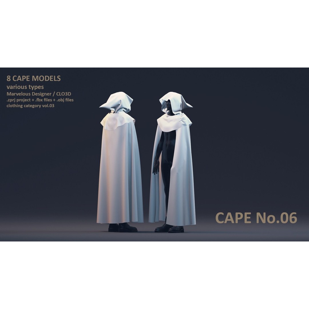 Cape 3D Model – Low Poly Clothing for Characters, FBX & OBJ - View 8