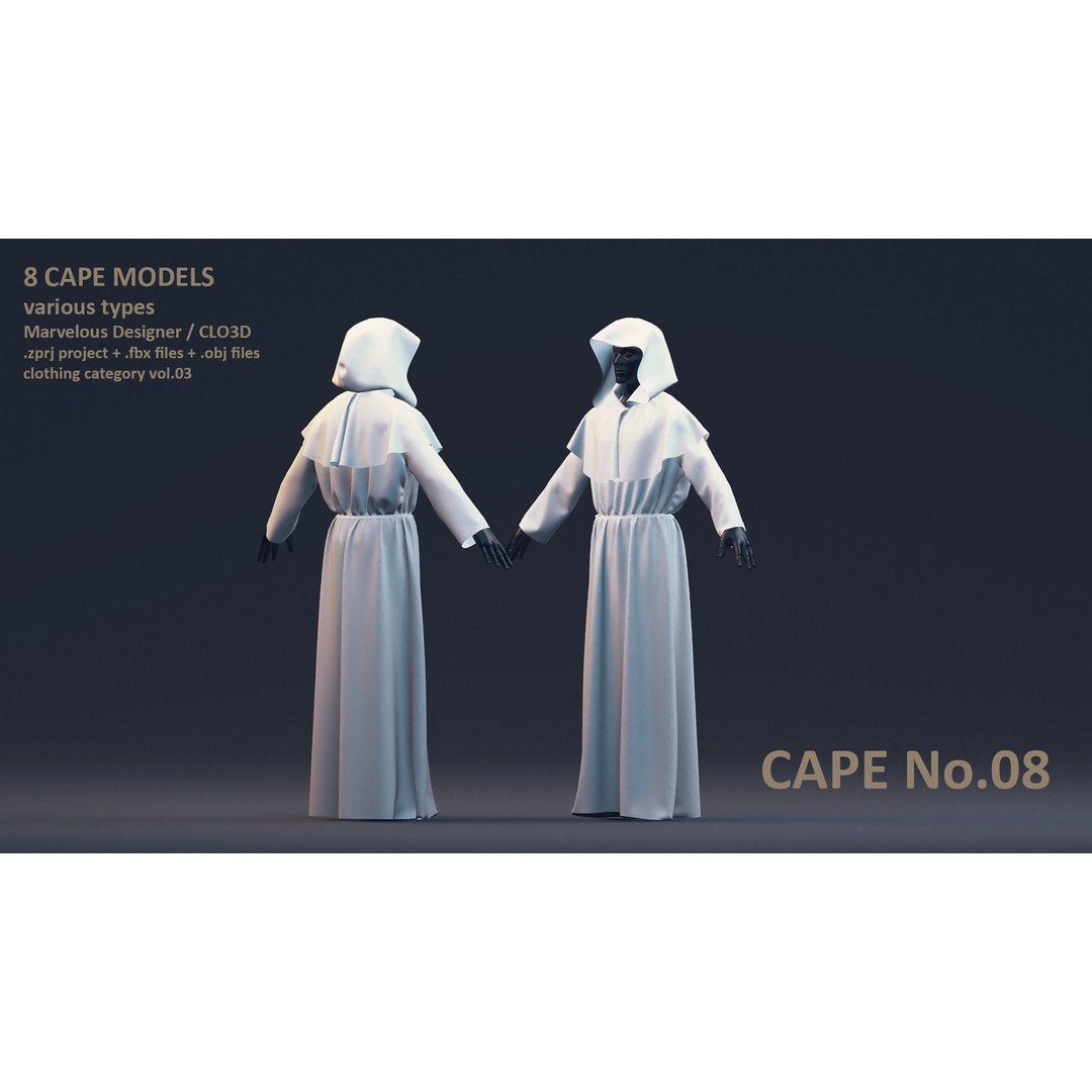 Cape 3D Model – Low Poly Clothing for Characters, FBX & OBJ - View 9