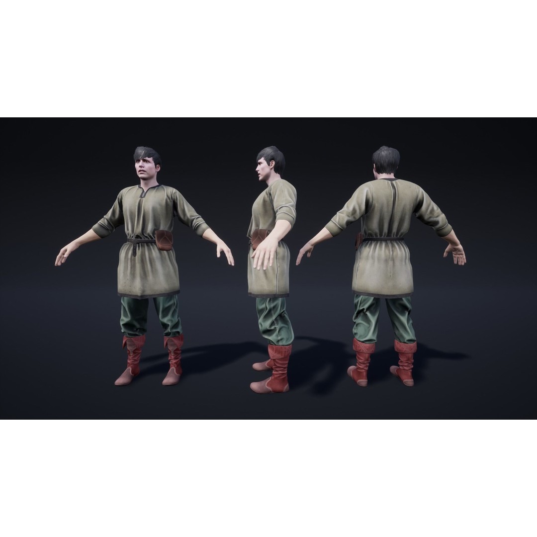 Medieval NPC Male Pack 3D Model – Low Poly Game Ready Characters, FBX - View 12