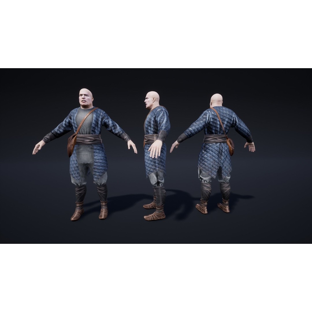 Medieval NPC Male Pack 3D Model – Low Poly Game Ready Characters, FBX - View 14