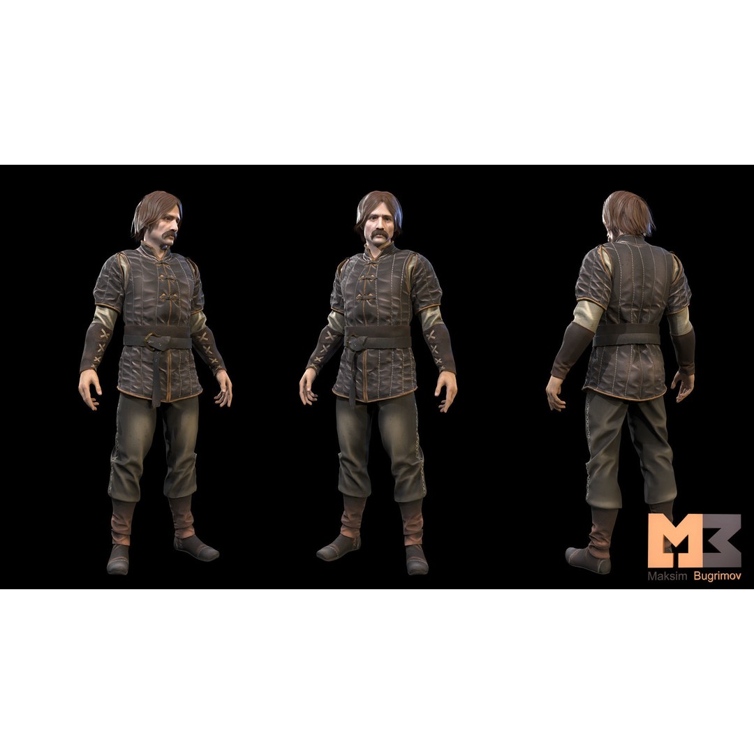 Medieval NPC Male Pack 3D Model – Low Poly Game Ready Characters, FBX - View 3