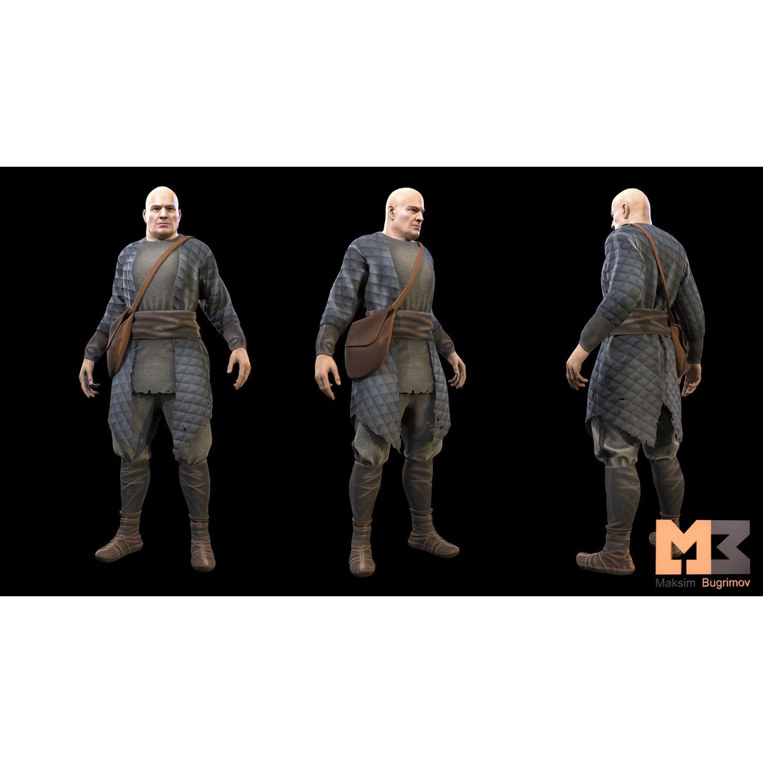 Medieval NPC Male Pack 3D Model – Low Poly Game Ready Characters, FBX - View 4