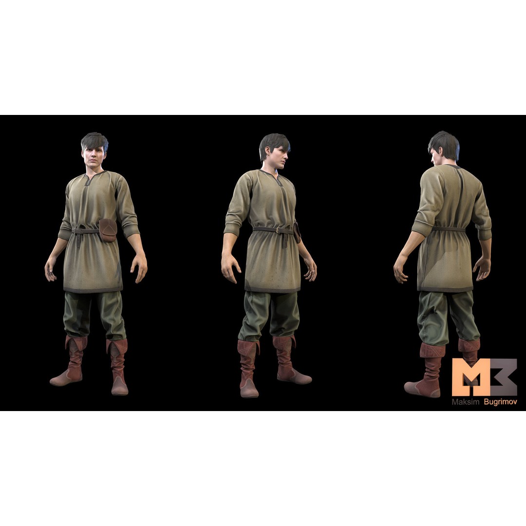 Medieval NPC Male Pack 3D Model – Low Poly Game Ready Characters, FBX - View 5