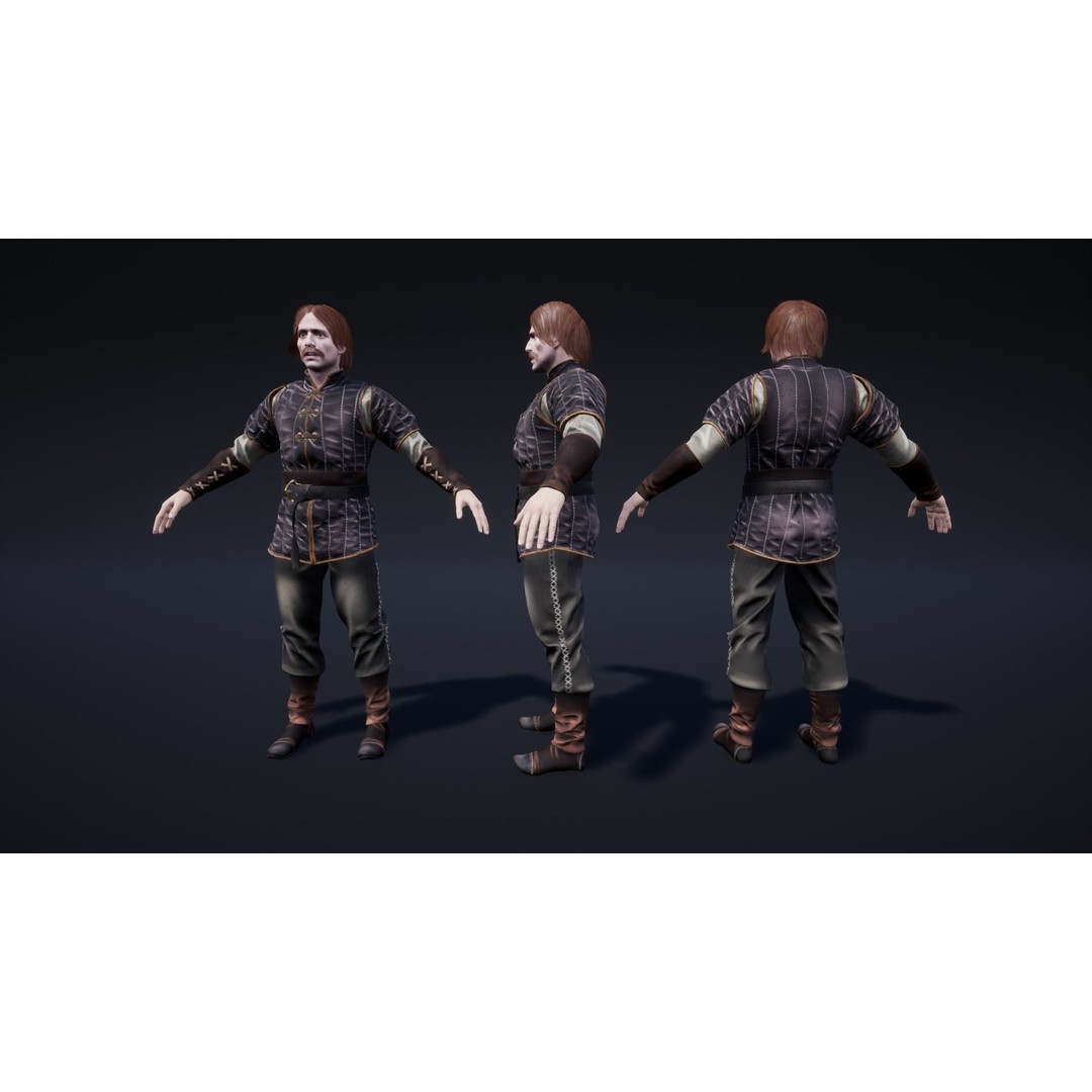Medieval NPC Male Pack 3D Model – Low Poly Game Ready Characters, FBX - View 9