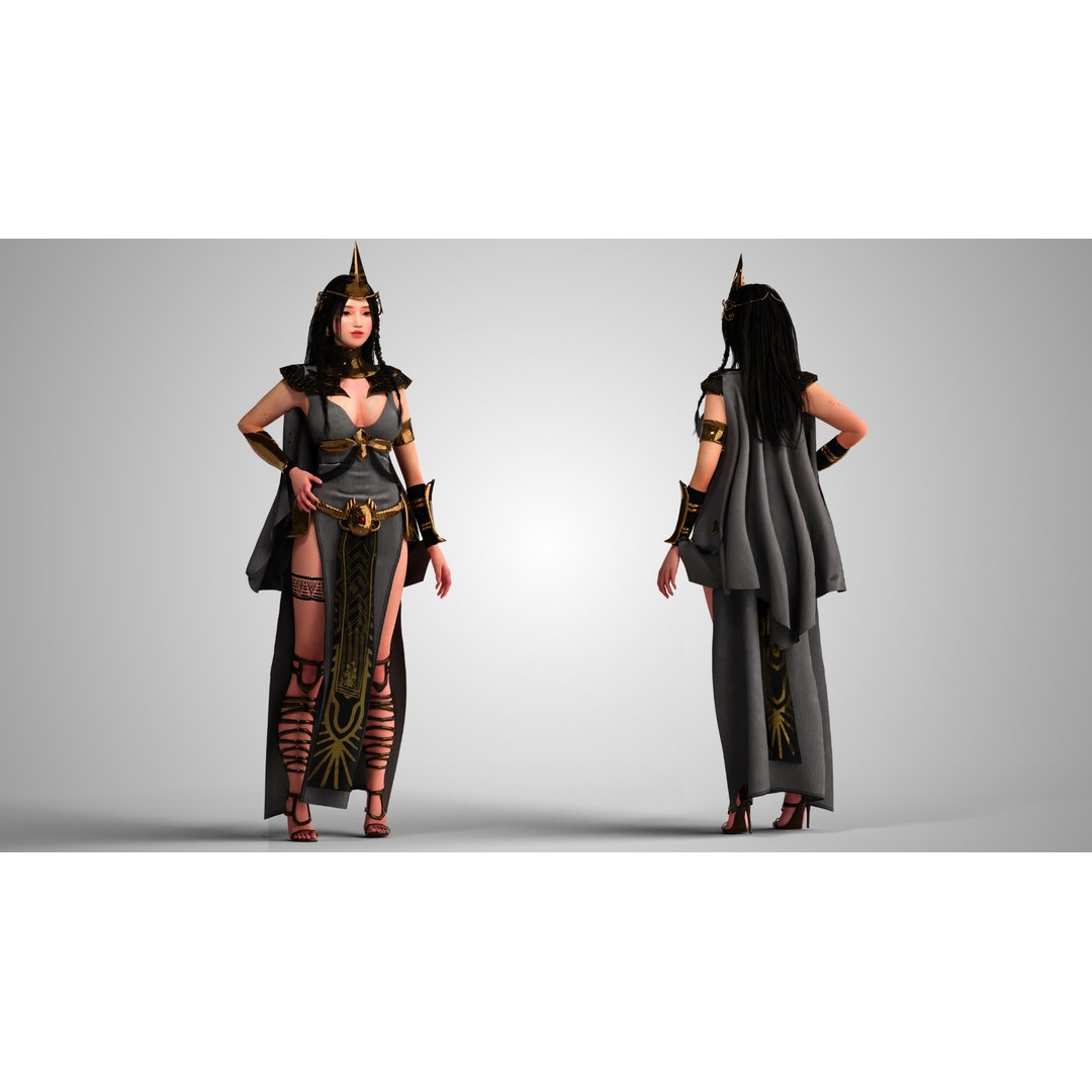Egyptian Woman 3D Model – Low Poly Game Ready Character, FBX - View 4