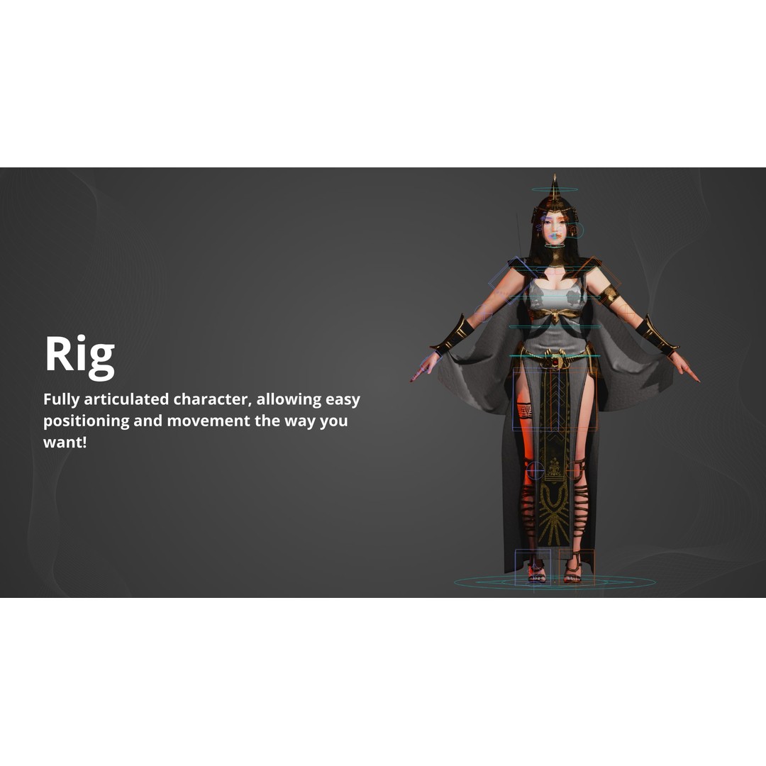 Egyptian Woman 3D Model – Low Poly Game Ready Character, FBX - View 5