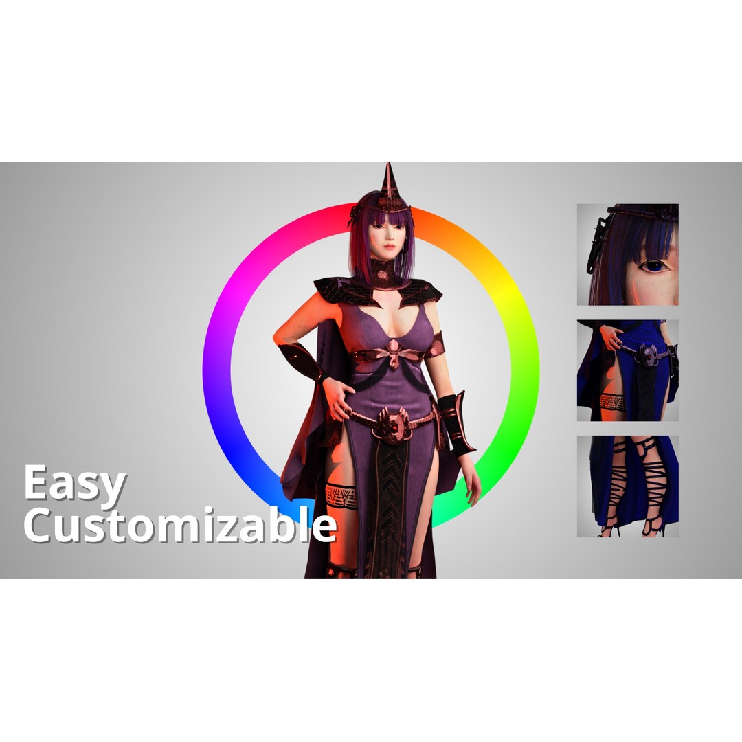 Egyptian Woman 3D Model – Low Poly Game Ready Character, FBX - View 7