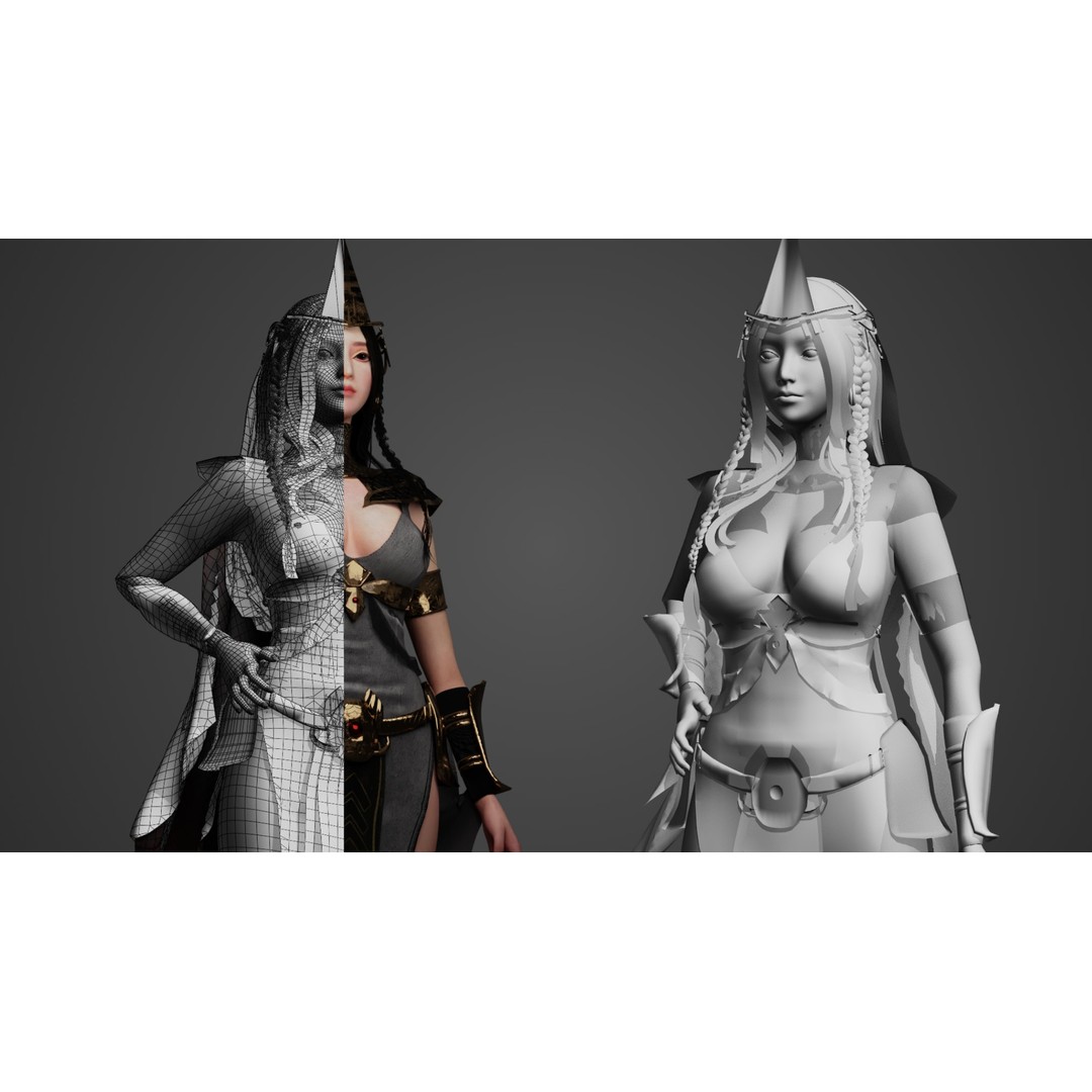Egyptian Woman 3D Model – Low Poly Game Ready Character, FBX - View 8