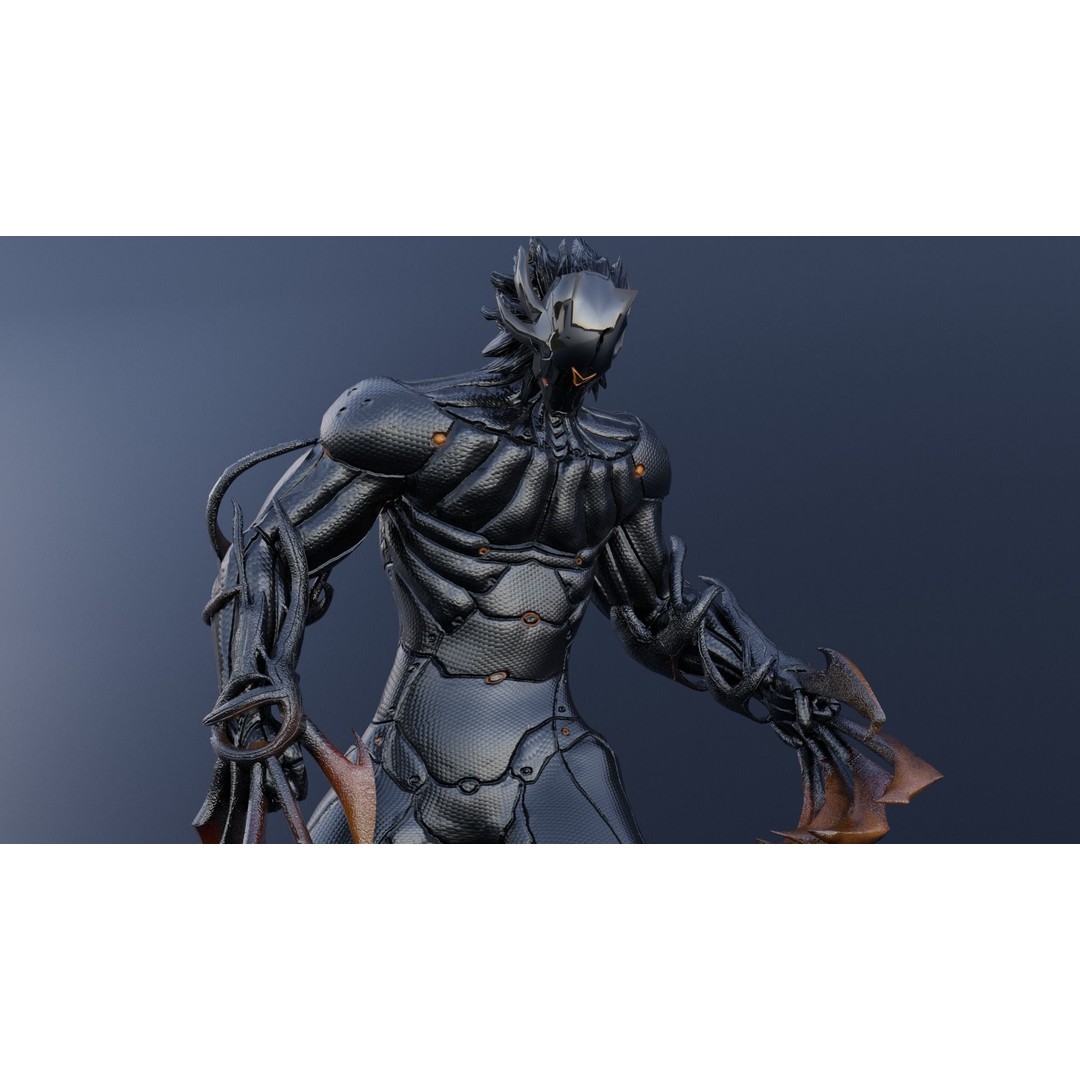 Cyborg Leo 3D Model – Low Poly Rigged Character with Katana - View 11