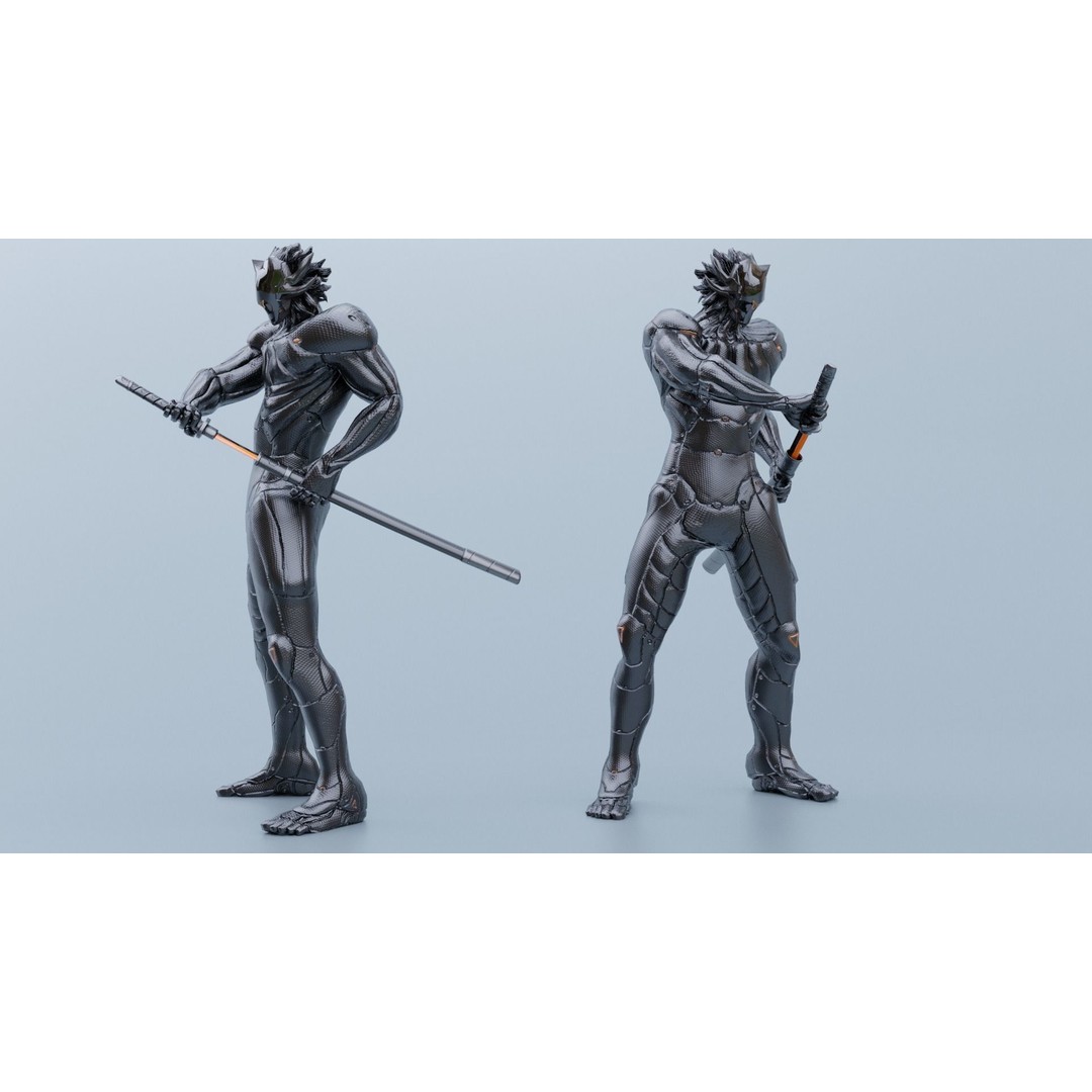 Cyborg Leo 3D Model – Low Poly Rigged Character with Katana - View 17