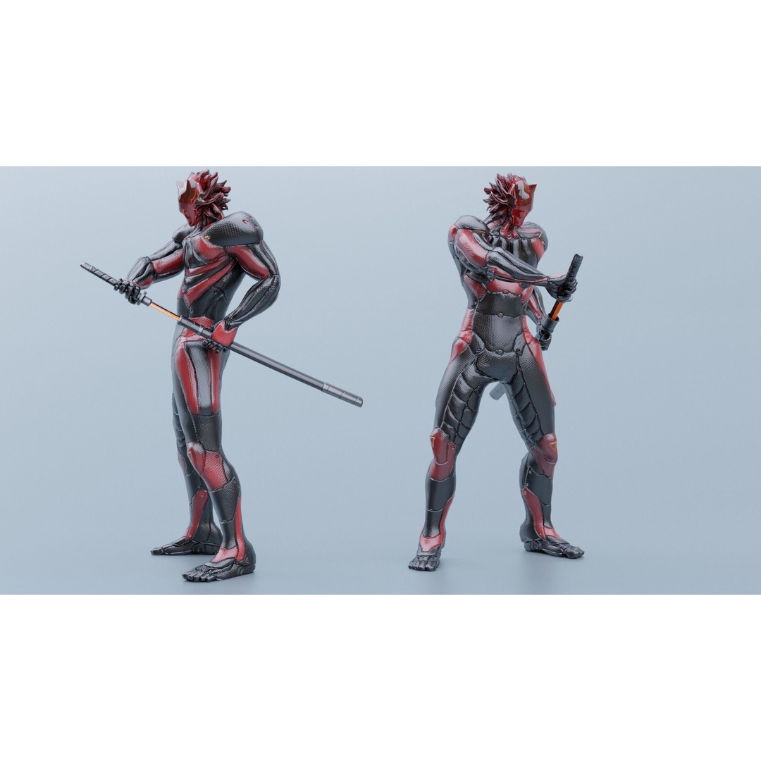 Cyborg Leo 3D Model – Low Poly Rigged Character with Katana - View 18