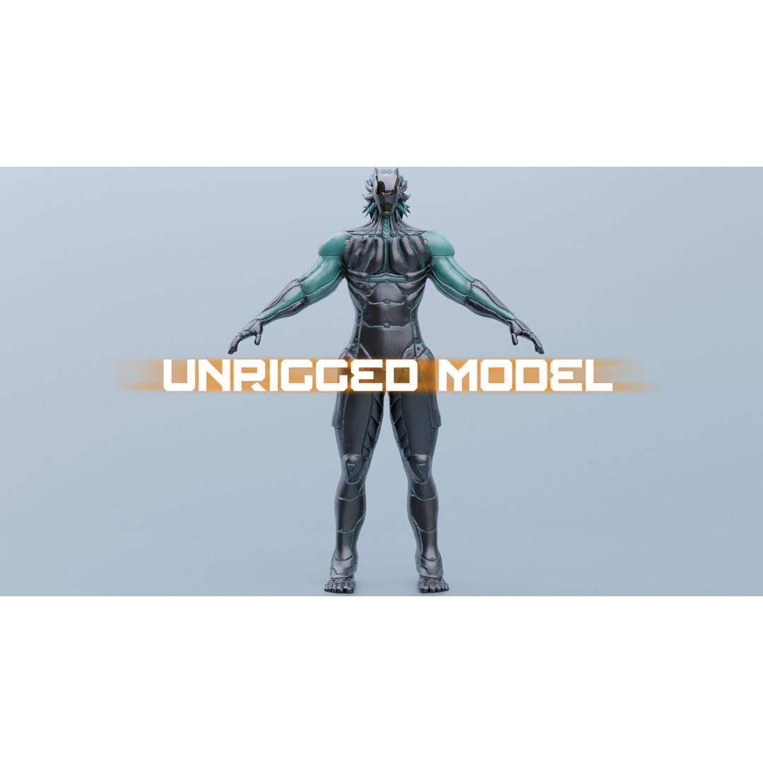 Cyborg Leo 3D Model – Low Poly Rigged Character with Katana - View 22