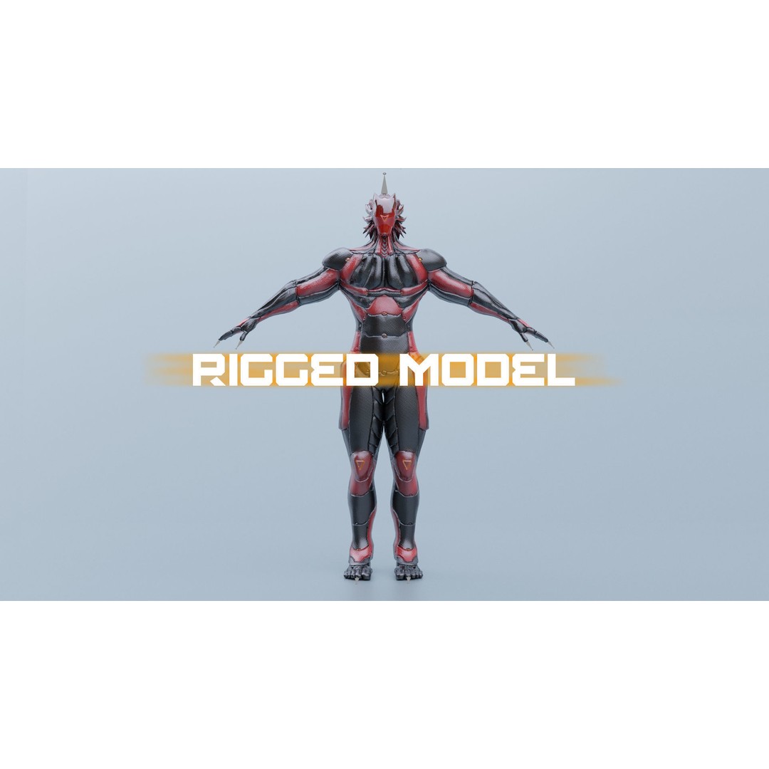 Cyborg Leo 3D Model – Low Poly Rigged Character with Katana - View 23