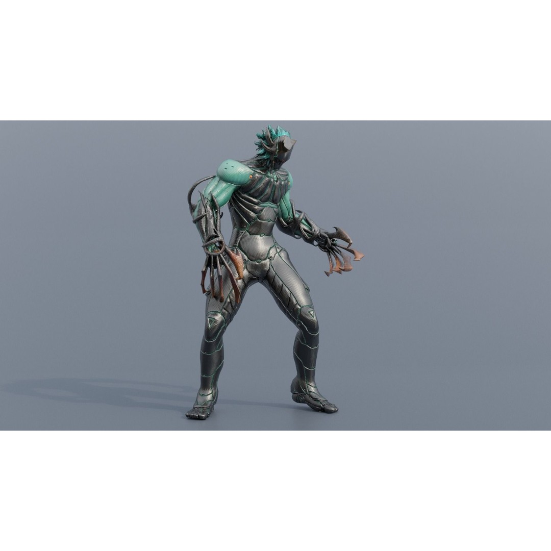 Cyborg Leo 3D Model – Low Poly Rigged Character with Katana - View 3