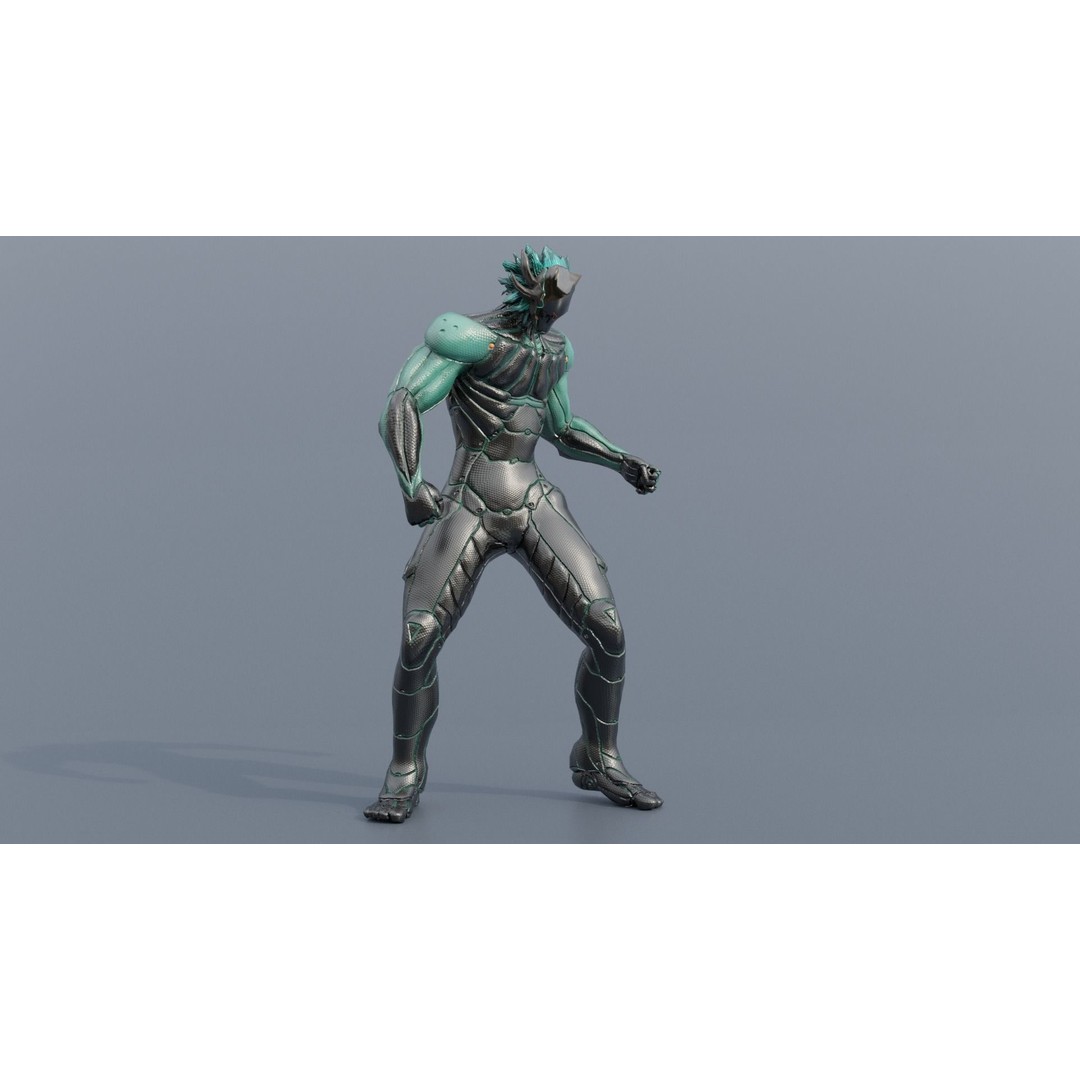 Cyborg Leo 3D Model – Low Poly Rigged Character with Katana - View 4