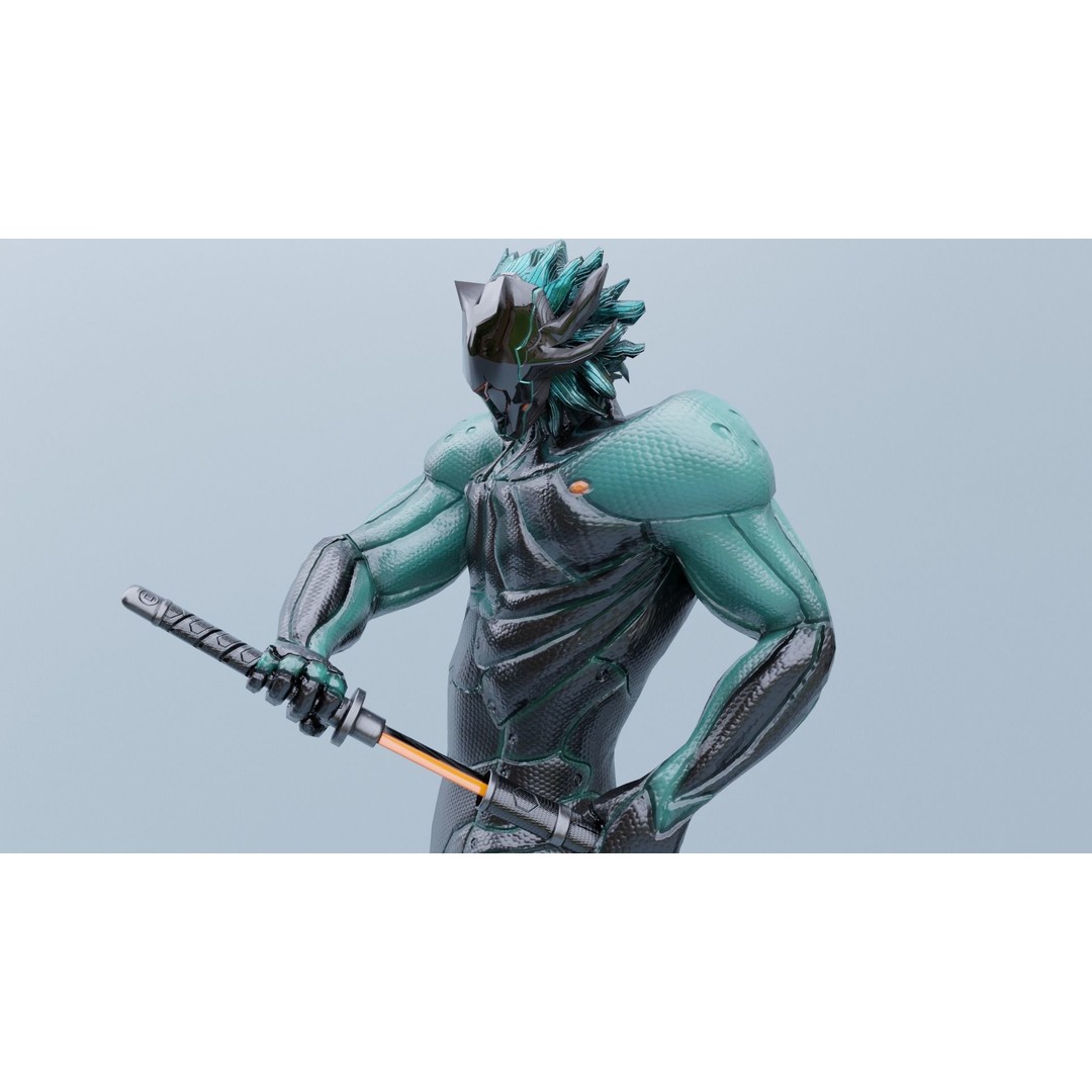 Cyborg Leo 3D Model – Low Poly Rigged Character with Katana - View 5