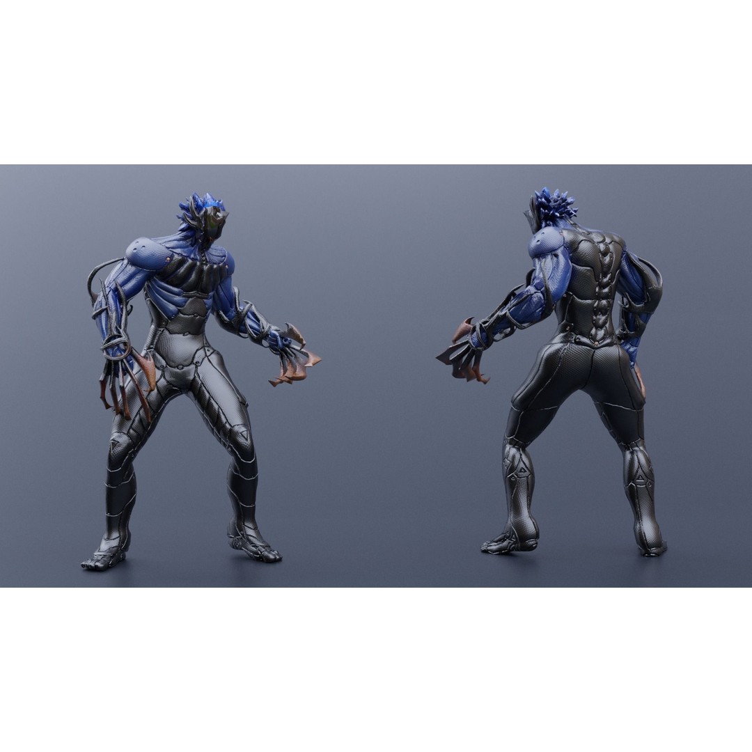 Cyborg Leo 3D Model – Low Poly Rigged Character with Katana - View 6