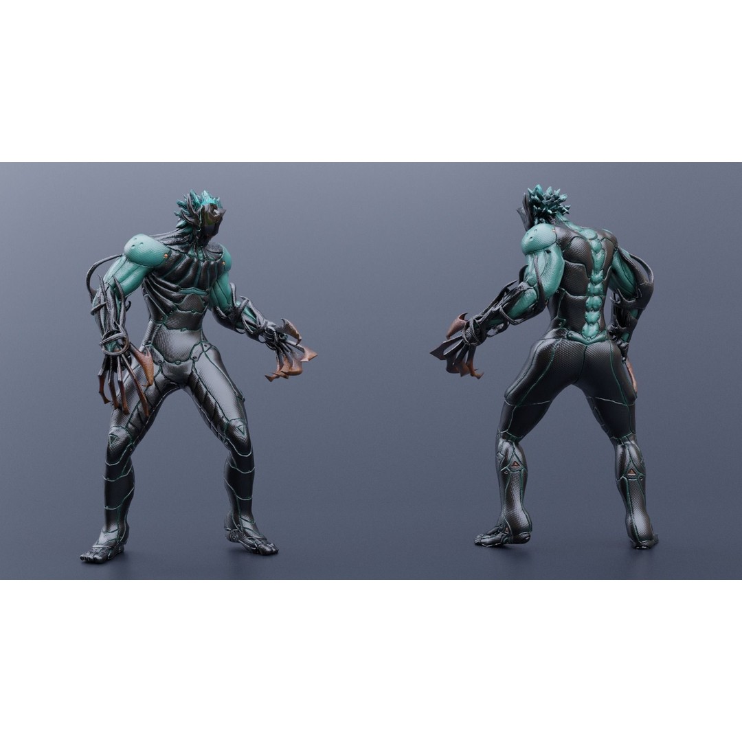 Cyborg Leo 3D Model – Low Poly Rigged Character with Katana - View 7