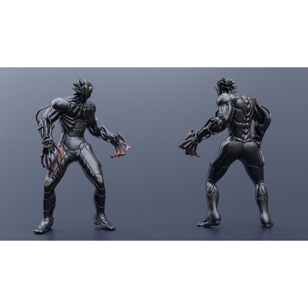 Cyborg Leo 3D Model – Low Poly Rigged Character with Katana - View 8