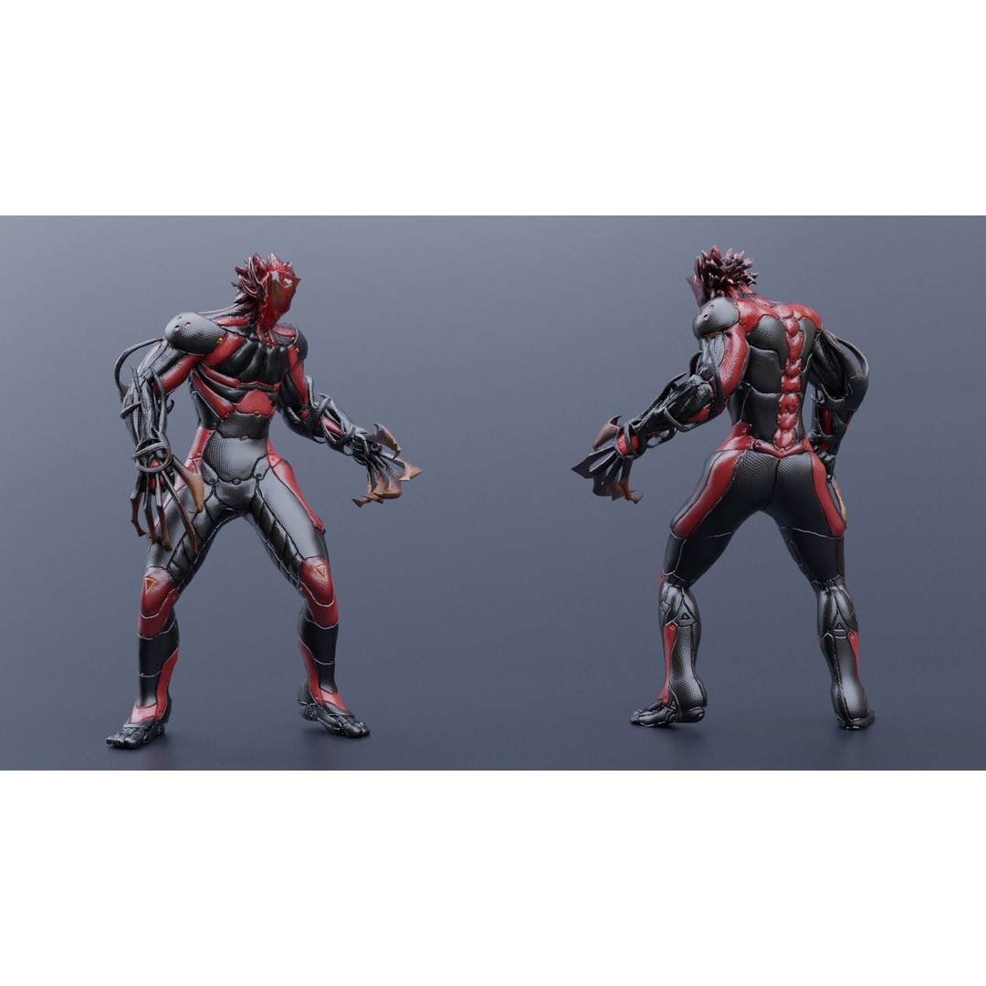 Cyborg Leo 3D Model – Low Poly Rigged Character with Katana - View 9