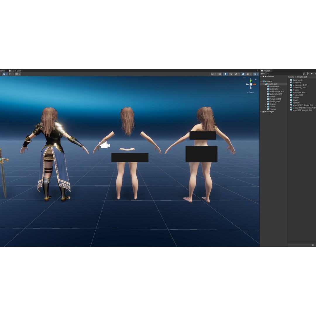 Knight Girl 3D Model – Low Poly Fantasy Character, Rigged, FBX