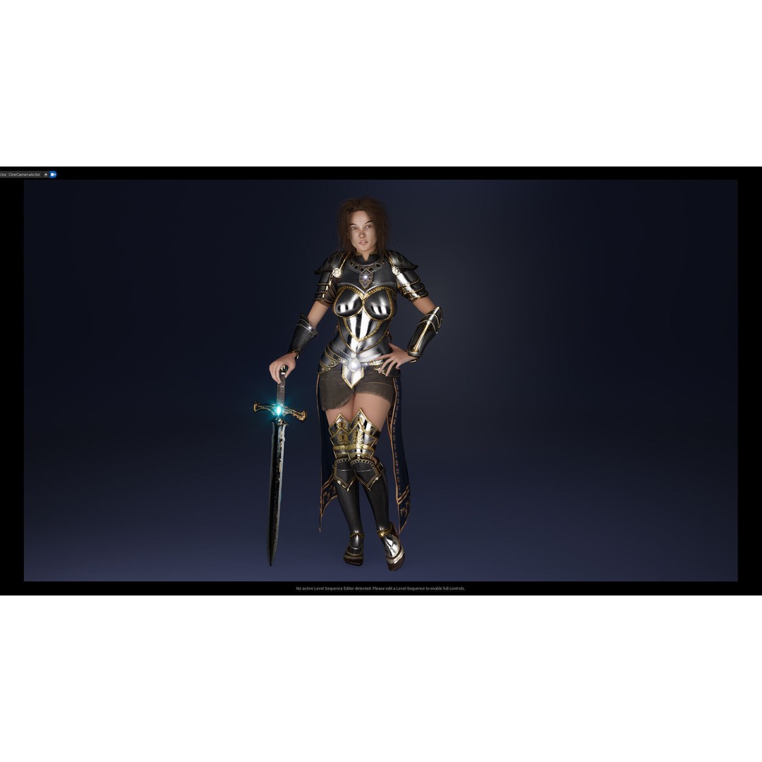 Knight Girl 3D Model – Low Poly Fantasy Character, Rigged, FBX - View 24