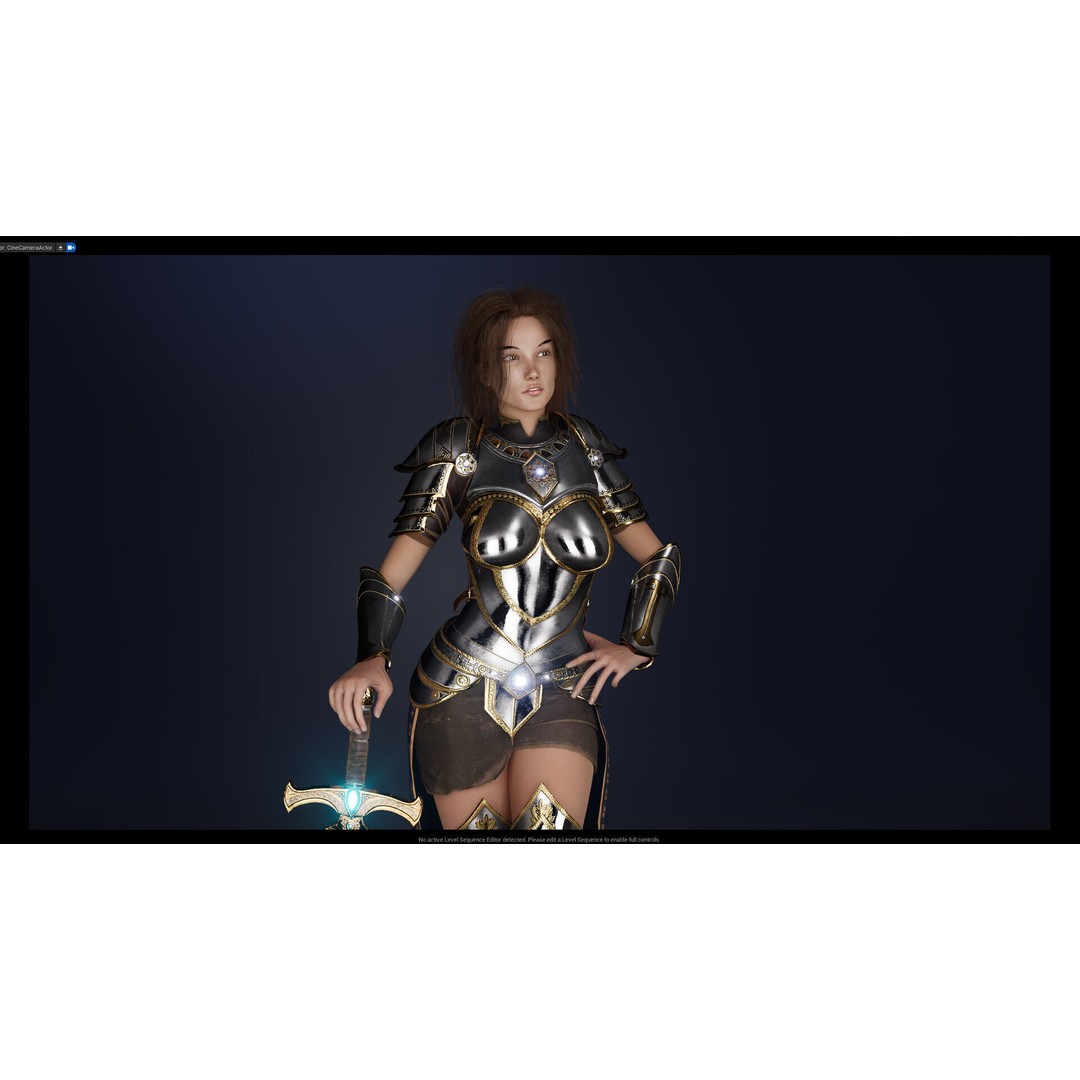 Knight Girl 3D Model – Low Poly Fantasy Character, Rigged, FBX - View 25