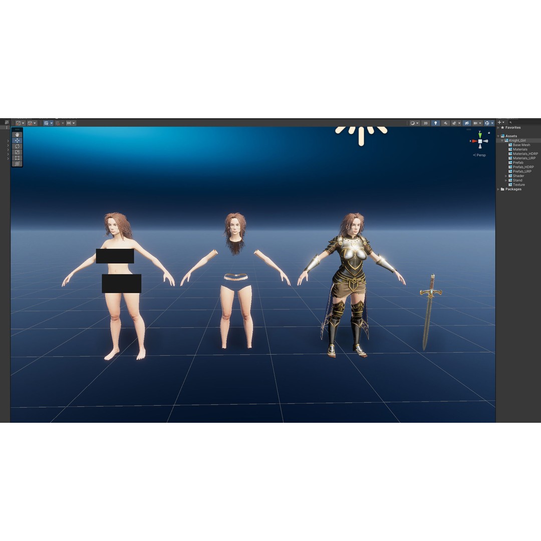 Knight Girl 3D Model – Low Poly Fantasy Character, Rigged, FBX - View 28