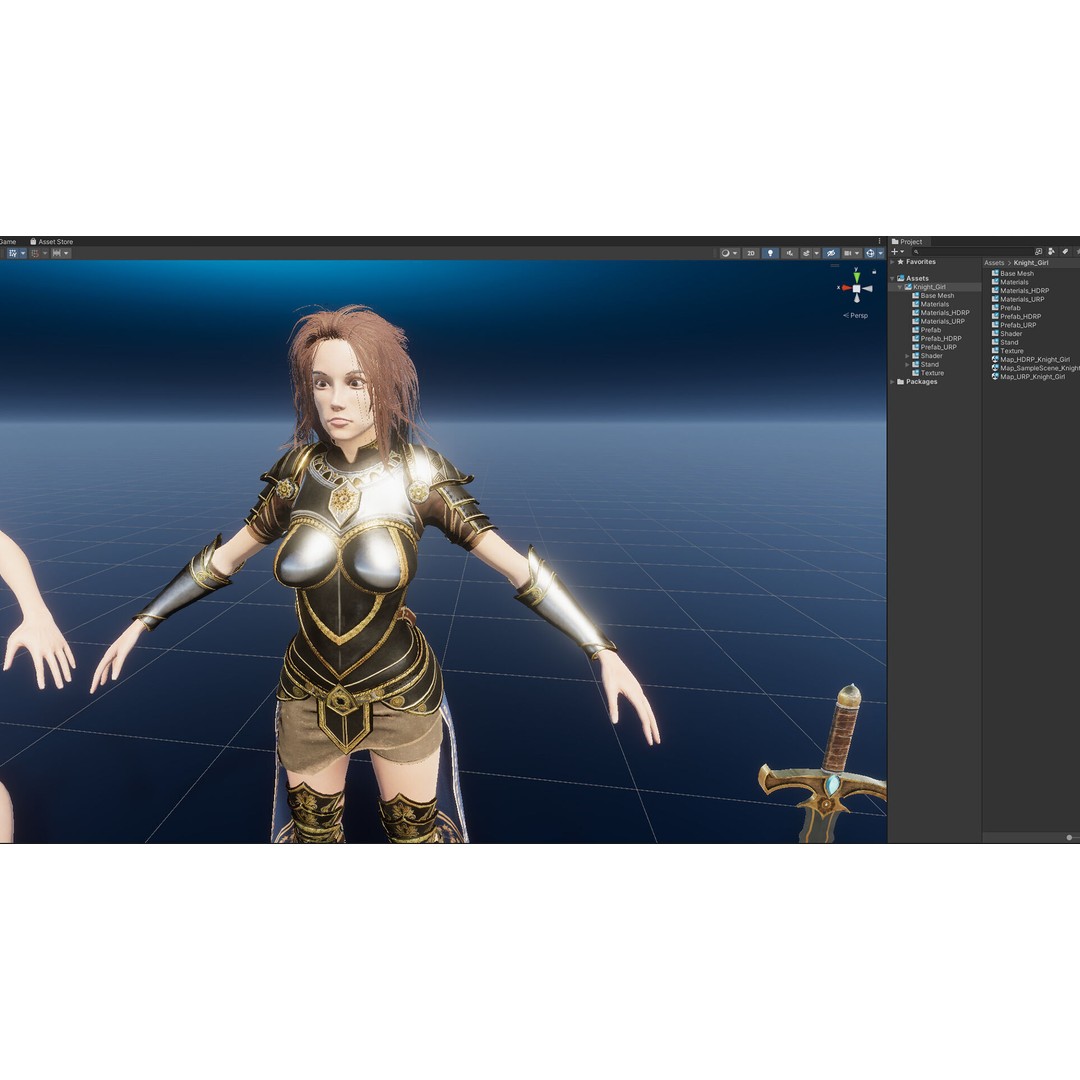 Knight Girl 3D Model – Low Poly Fantasy Character, Rigged, FBX - View 30