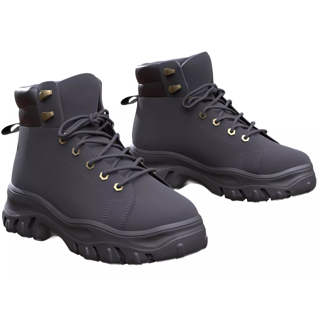 Low-Poly Boots 3D Model – Rigged Game Asset, FBX, Blender - View 2