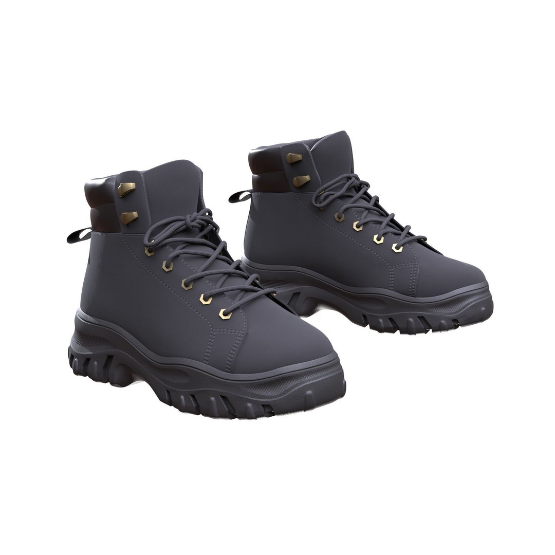 Low-Poly Boots 3D Model – Rigged Game Asset, FBX, Blender - View 3