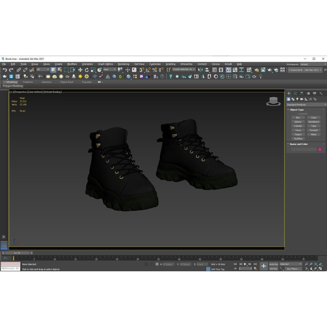 Low-Poly Boots 3D Model – Rigged Game Asset, FBX, Blender - View 4