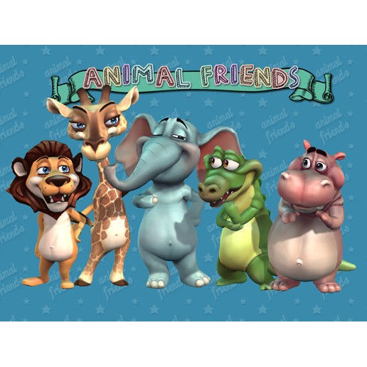 Jungle Animal Friends 3D Model – Low Poly Rigged Characters, FBX - View 4