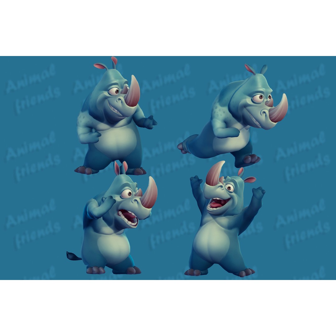 Jungle Animal Friends 3D Model – Low Poly Rigged Characters, FBX - View 5
