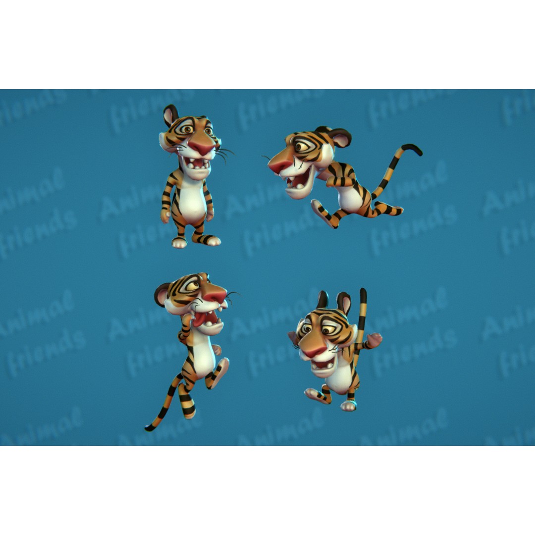 Jungle Animal Friends 3D Model – Low Poly Rigged Characters, FBX - View 6
