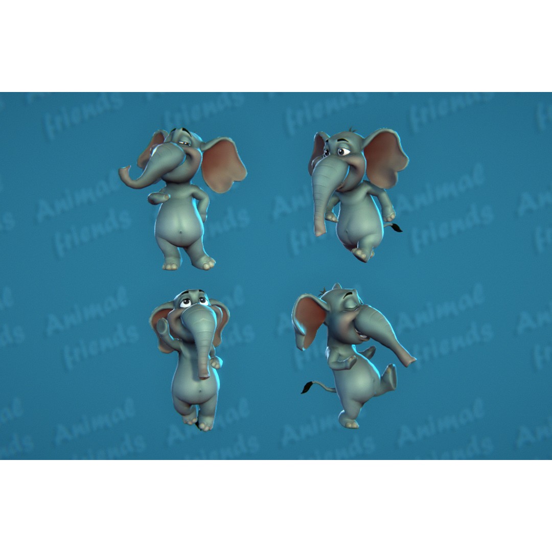 Jungle Animal Friends 3D Model – Low Poly Rigged Characters, FBX - View 7