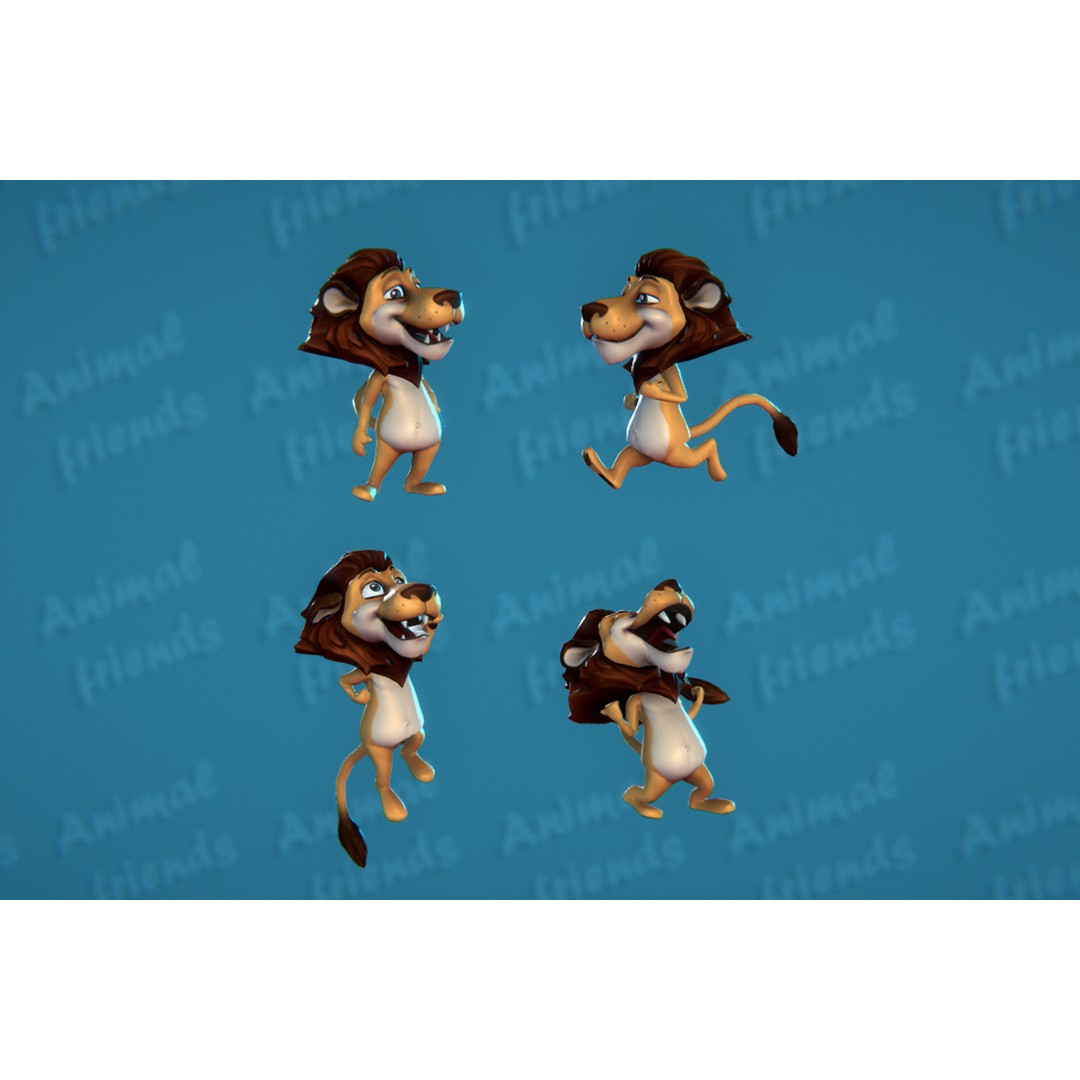 Jungle Animal Friends 3D Model – Low Poly Rigged Characters, FBX - View 8