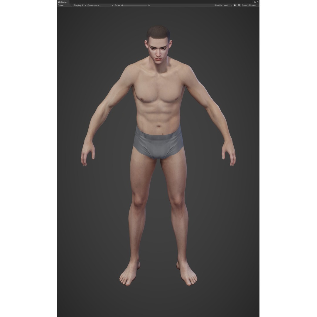 Fantasy Human Basemesh 3D Model – High Poly Rigged Low Poly Character - View 11