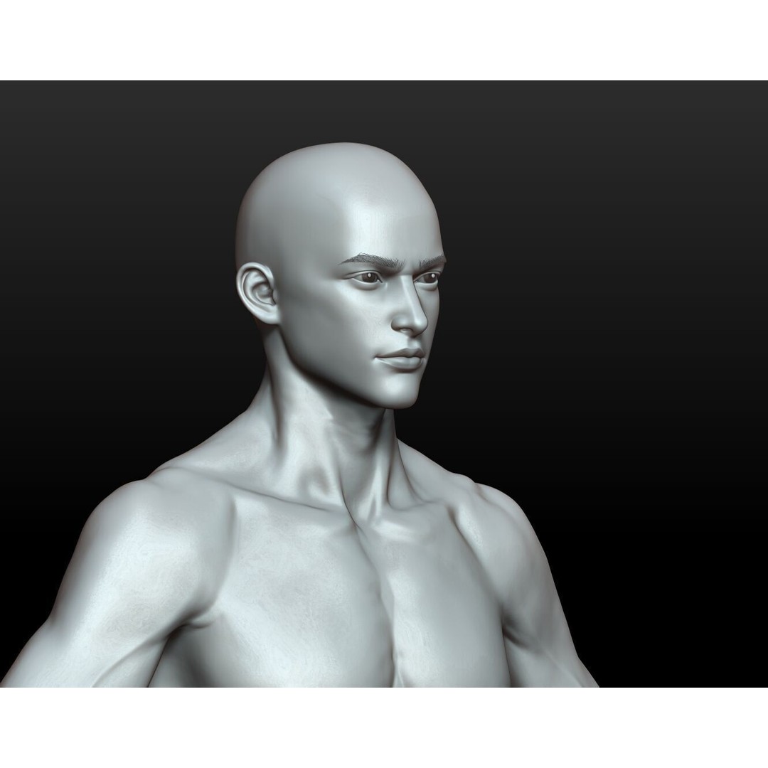 Fantasy Human Basemesh 3D Model – High Poly Rigged Low Poly Character - View 24