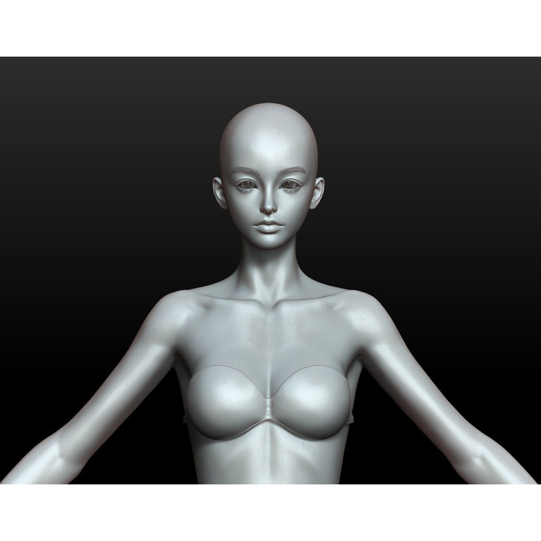 Fantasy Human Basemesh 3D Model – High Poly Rigged Low Poly Character - View 44