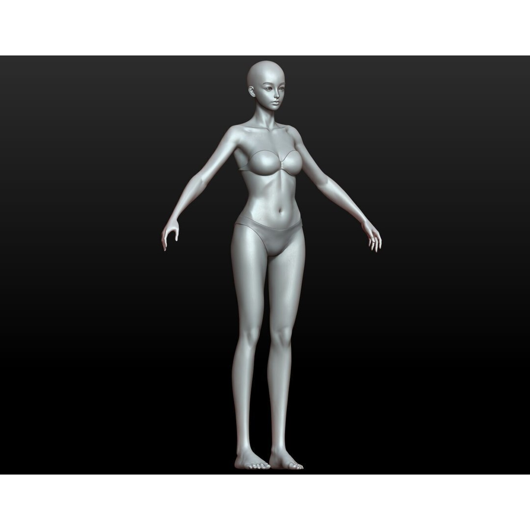 Fantasy Human Basemesh 3D Model – High Poly Rigged Low Poly Character - View 45