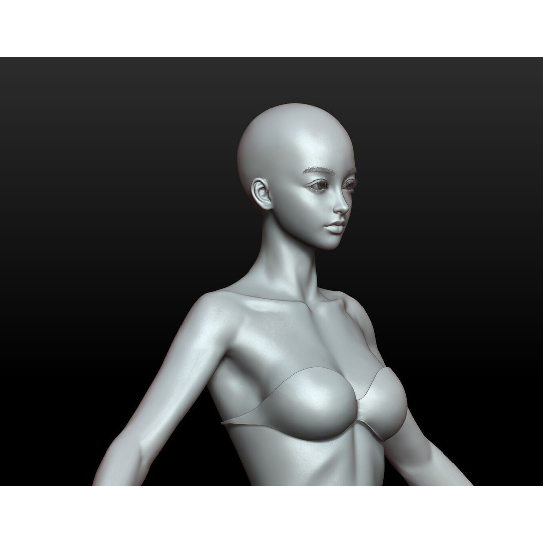 Fantasy Human Basemesh 3D Model – High Poly Rigged Low Poly Character - View 46