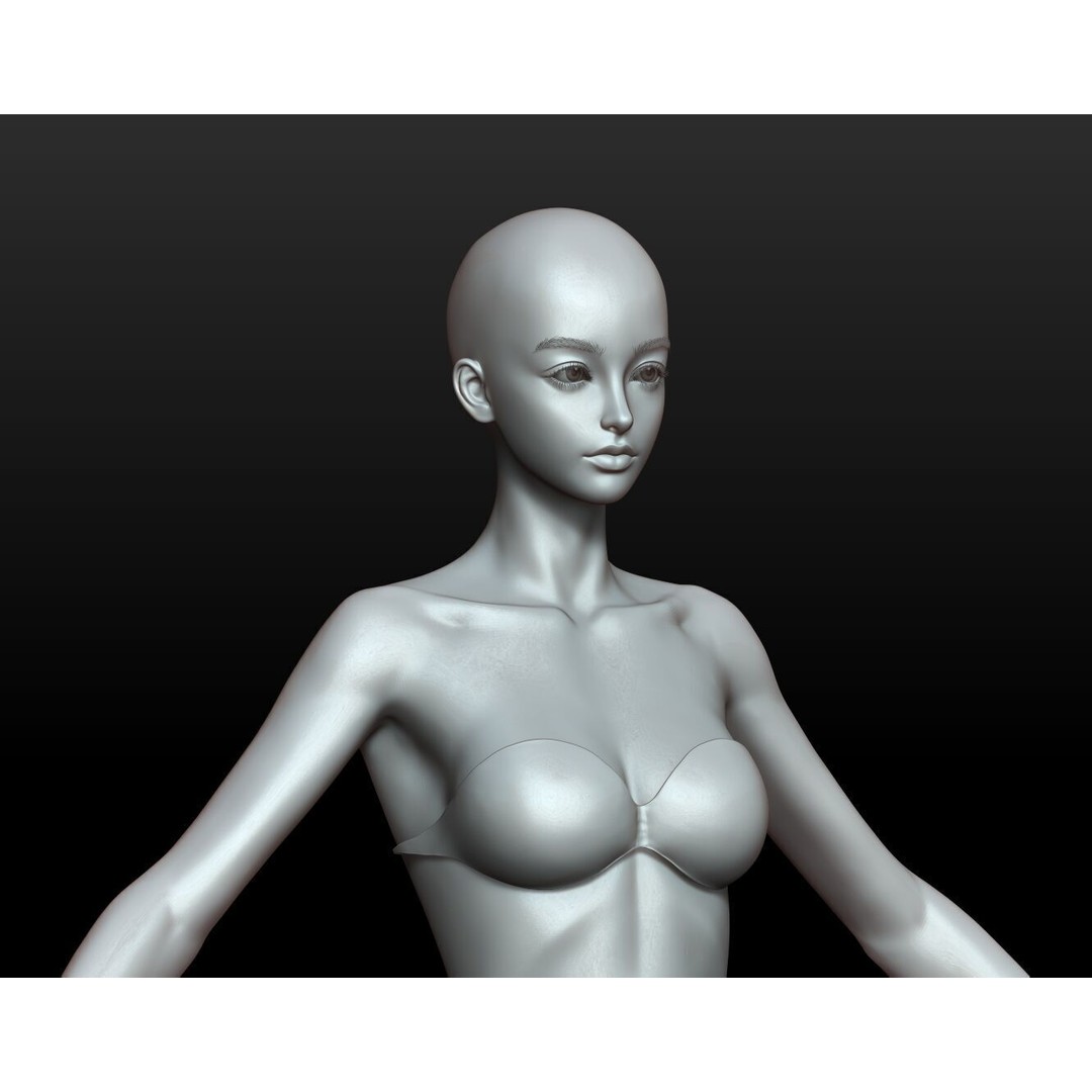 Fantasy Human Basemesh 3D Model – High Poly Rigged Low Poly Character - View 55
