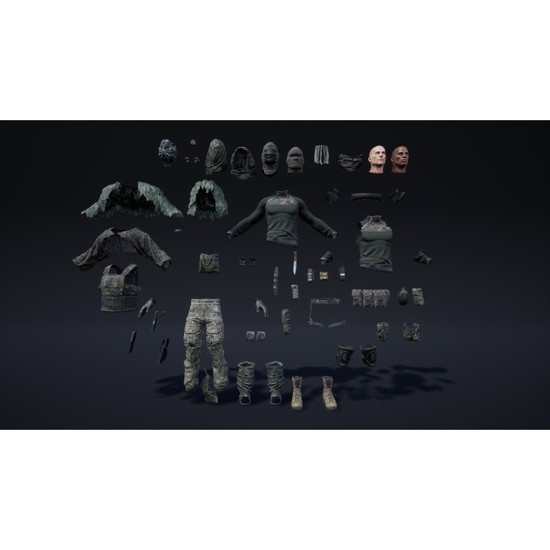 Sniper 3D Model – Low Poly Character with PBR Textures, FBX
